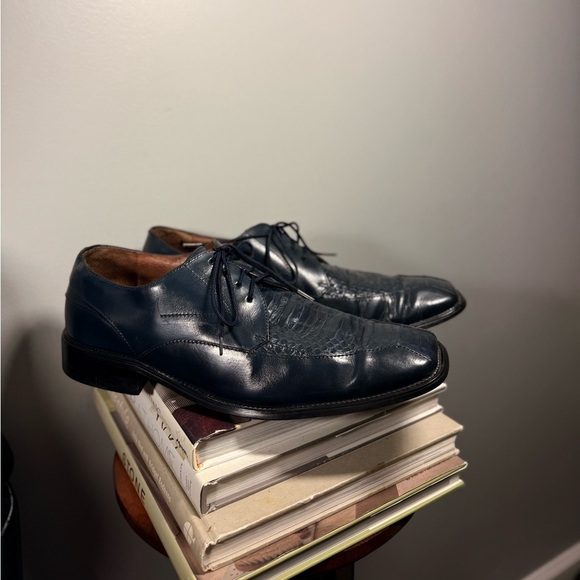 Stacy Adam’s Size 12 Navy Blue Snakeskin Men’s Shoes - Picture 1 of 16